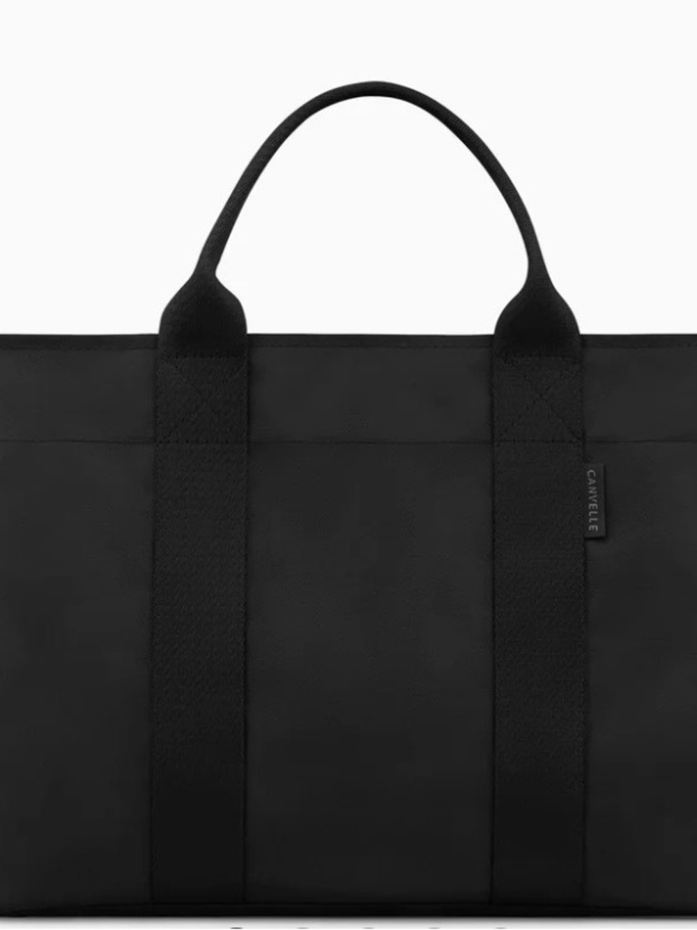 Canvelle Black Boxy Crossbody Medium Tote Bag